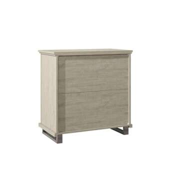 LIVILAND 32 in. 3-Drawer Bedroom Nightstand with Elevated Metal Legs - Beige