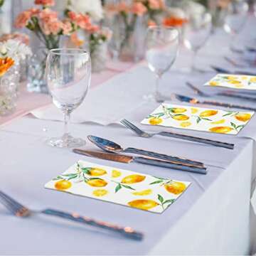 120 Lemon Napkins for Parties - Disposable Citrus Design
