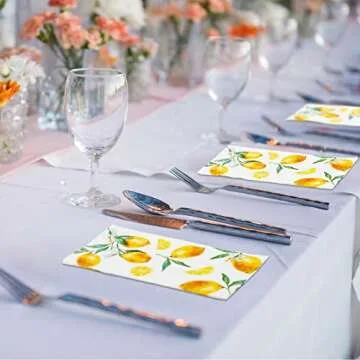 120 Lemon Napkins for Parties - Disposable Citrus Design