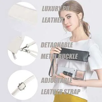 Vorspack Clear Bag Stadium Approved - PU Leather Clear Purse Clear Crossbody bag for Concert Festival