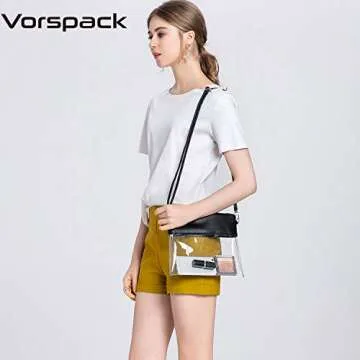 Vorspack Clear Bag Stadium Approved - PU Leather Clear Purse Clear Crossbody bag for Concert Festival