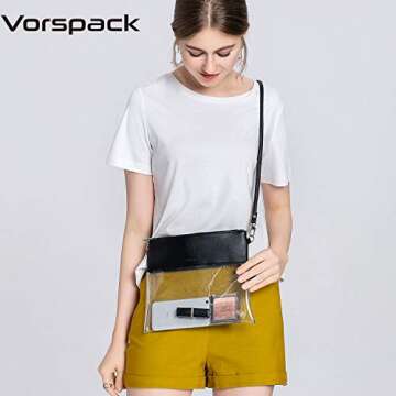 Vorspack Clear Bag Stadium Approved - PU Leather Clear Purse Clear Crossbody bag for Concert Festival