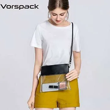 Vorspack Clear Bag Stadium Approved - PU Leather Clear Purse Clear Crossbody bag for Concert Festival