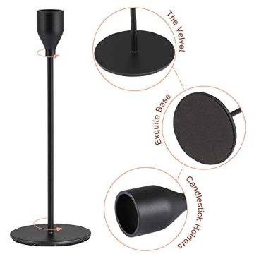 SHIONSON Matte Black Candle Holders Set of 3 for Taper Candles, Modern Decorative Candlestick Holder for Table, Centerpiece for Wed,Fits 3/4 inch Thick Candle&Led Candles