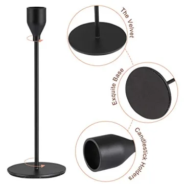 SHIONSON Matte Black Candle Holders Set of 3 for Taper Candles, Modern Decorative Candlestick Holder for Table, Centerpiece for Wed,Fits 3/4 inch Thick Candle&Led Candles