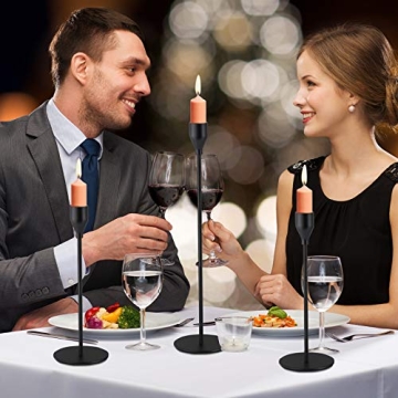 SHIONSON Matte Black Candle Holders Set of 3 for Taper Candles, Modern Decorative Candlestick Holder for Table, Centerpiece for Wed,Fits 3/4 inch Thick Candle&Led Candles
