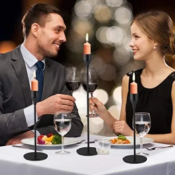 SHIONSON Matte Black Candle Holders Set of 3 for Taper Candles, Modern Decorative Candlestick Holder for Table, Centerpiece for Wed,Fits 3/4 inch Thick Candle&Led Candles