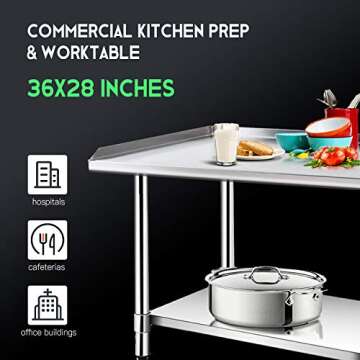 KITMA Stainless Steel Equipment Grill Stand with Undershelf for Restaurant - Heavy Duty Griddle Stand Table - 36x28 Inches