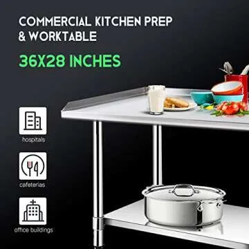 KITMA Stainless Steel Equipment Grill Stand with Undershelf for Restaurant - Heavy Duty Griddle Stand Table - 36x28 Inches