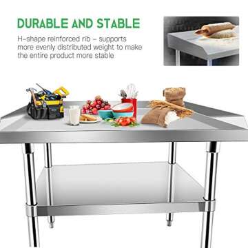 KITMA Stainless Steel Equipment Grill Stand with Undershelf for Restaurant - Heavy Duty Griddle Stand Table - 36x28 Inches