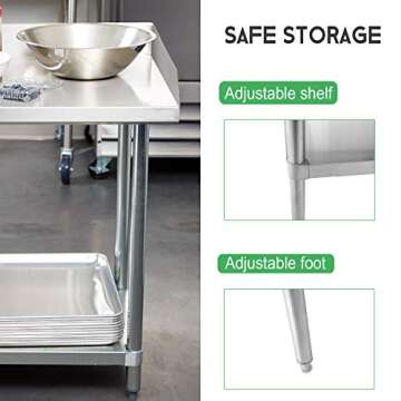 KITMA Stainless Steel Equipment Grill Stand with Undershelf for Restaurant - Heavy Duty Griddle Stand Table - 36x28 Inches