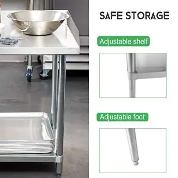 KITMA Stainless Steel Equipment Grill Stand with Undershelf for Restaurant - Heavy Duty Griddle Stand Table - 36x28 Inches