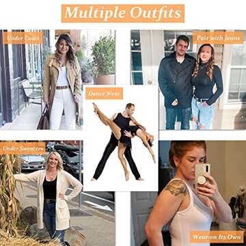 SYTUNG Long Sleeve Bodysuit for Women Sexy Leopard Mock Turtleneck Strechy Leotards (Leopard, Medium)