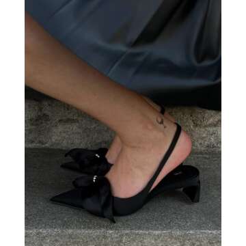 JW PEI Women's Queena Floral Appliques Slingback Pumps - Black