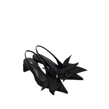JW PEI Women's Queena Floral Appliques Slingback Pumps - Black
