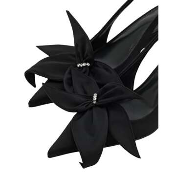 JW PEI Women's Queena Floral Appliques Slingback Pumps - Black