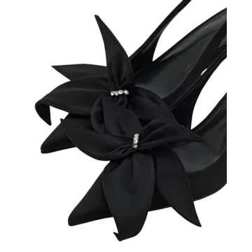 JW PEI Women's Queena Floral Appliques Slingback Pumps - Black