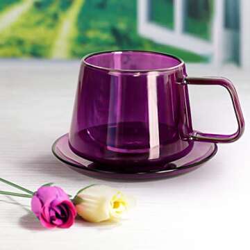 XIAHAN Double Walled Coffee Mugs Set of 2 with Saucers