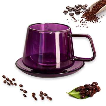 XIAHAN Double Walled Coffee Mugs Set of 2 with Saucers