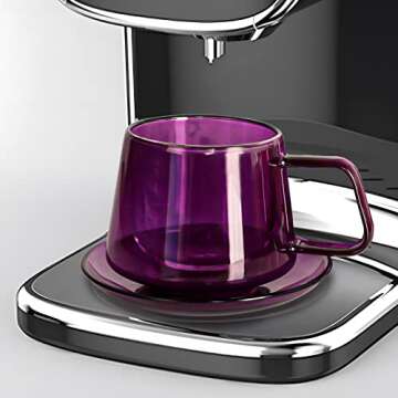 XIAHAN Double Walled Coffee Mugs Set of 2 with Saucers