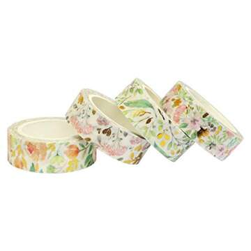 XGAKWD Gold Floral Washi Tape Set for Crafting and Decor