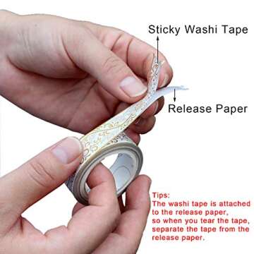 XGAKWD Gold Floral Washi Tape Set for Crafting and Decor