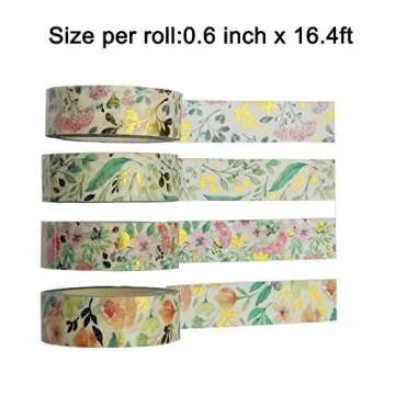 XGAKWD Gold Floral Washi Tape Set for Crafting and Decor