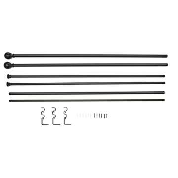 Amazon Basics Adjustable Curtain Rods for Windows, Round Finials, 1-Inch Double, 72" to 144", Black, Pack of 1