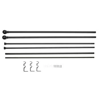 Amazon Basics Adjustable Curtain Rods for Windows, Round Finials, 1-Inch Double, 72" to 144", Black, Pack of 1