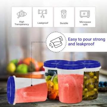 HomeyGear [32 oz - 8 Pack] Twist Top Food Deli Containers Screw And Seal Lid 32 Oz Stackable Reusable Quality Plastic Storage Container 8 Pack. Screw & Seal Lids BPA Free