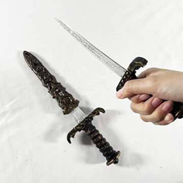 TAOHUAJIANG 2 Pcs Plastic Dagger Toy Sword Not Sharp Fake Knife Pirate Sword for Pirate Costume Accessories Pirate Party Props (Bronze)