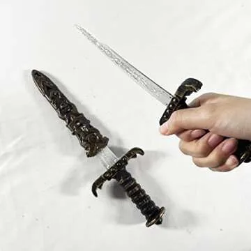 TAOHUAJIANG 2 Pcs Plastic Dagger Toy Sword Not Sharp Fake Knife Pirate Sword for Pirate Costume Accessories Pirate Party Props (Bronze)