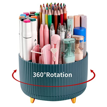 Desk Pencil Pen Holder, 5 Slots 360°Degree Rotating Pen Organizers for Desk, Desktop Storage Statio...