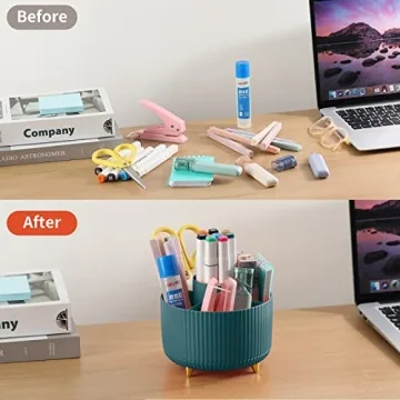 Stylish 360° Rotating Desk Pencil Pen Holder with 5 Compartments