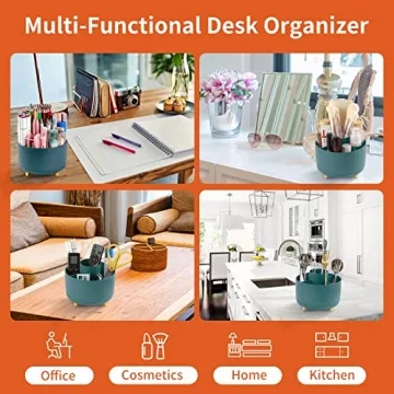 Stylish 360° Rotating Desk Pencil Pen Holder with 5 Compartments