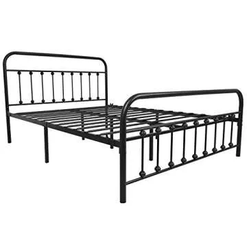 NACHTIMOOR Queen Platform Metal Bed Frame with Headboard and Footboard,Vintage Victorian Style Mattress Foundation, No Box Spring Required, Under Bed Storage, Black..