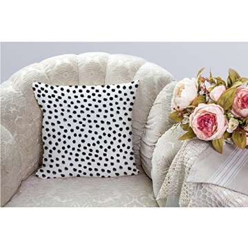 HGOD DESIGNS Polka Dots Decorative Throw Pillow Cover Case,Brush Strokes Dots Cotton Linen Outdoor P...