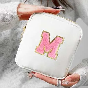 OWTING Sanitary Napkin Storage Bag, Period Bag, Portable Period Pouch, Feminine Menstrual Pad Tampon Organizer, First Period Kit for teen Girls (White)