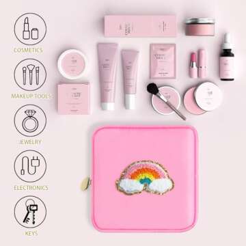 OWTING Sanitary Napkin Storage Bag, Period Bag, Portable Period Pouch, Feminine Menstrual Pad Tampon Organizer, First Period Kit for teen Girls (White)