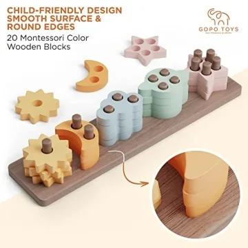 GOPO TOYS Montessori Wooden Sorting and Stacking Toy 18+