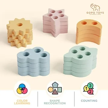 GOPO TOYS Montessori Wooden Sorting and Stacking Toy 18+