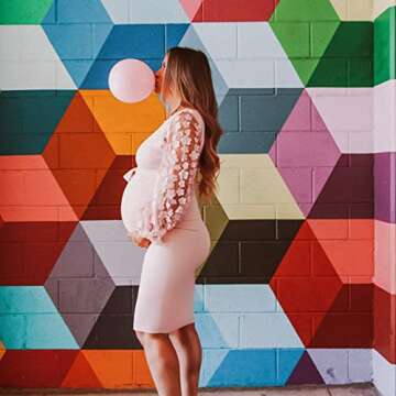 Chic Floral Mesh Maternity Midi Dress for Baby Showers