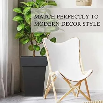 kubvici Tall Planters for Outdoor Plants, 20 Inch Movable Drainage Large Indoor Planters, Set of 2 Plastic Planters for Front Porch Door Garden Balcony Deck, Dark Gray 20"