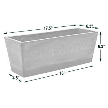 Arcadia Garden Products PSW U45CT Simplicity Window Box, 17.5" x 7" x 6", Cement Color, 17.5" x 7"