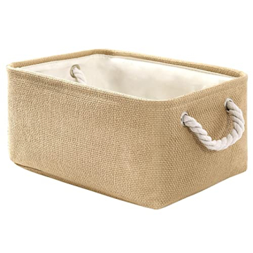 Beige Fabric Storage Bin Organizer - 13.8L x 9.8W