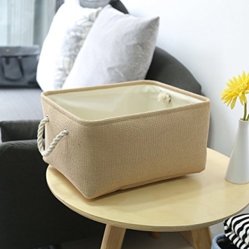 Beige Fabric Storage Bin Organizer - 13.8L x 9.8W