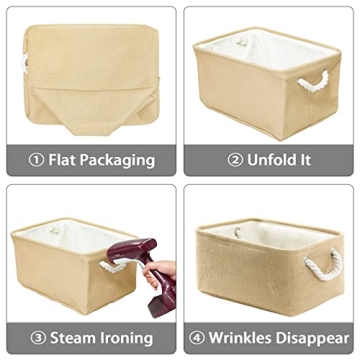 Beige Fabric Storage Bin Organizer - 13.8L x 9.8W