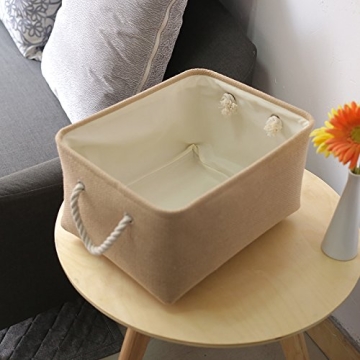 Beige Fabric Storage Bin Organizer - 13.8L x 9.8W
