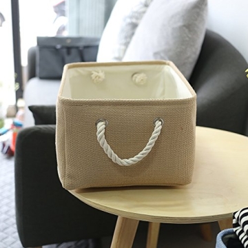 Beige Fabric Storage Bin Organizer - 13.8L x 9.8W