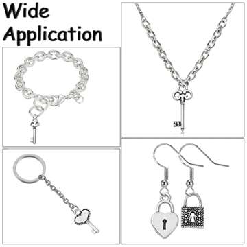 KitBeads 50pcs Mixed Style Antique Silver Lock Charms Tibetan Victorian Skeleton Key Charm for Jewerly Making Bracelets Necklace Earrings Bulk